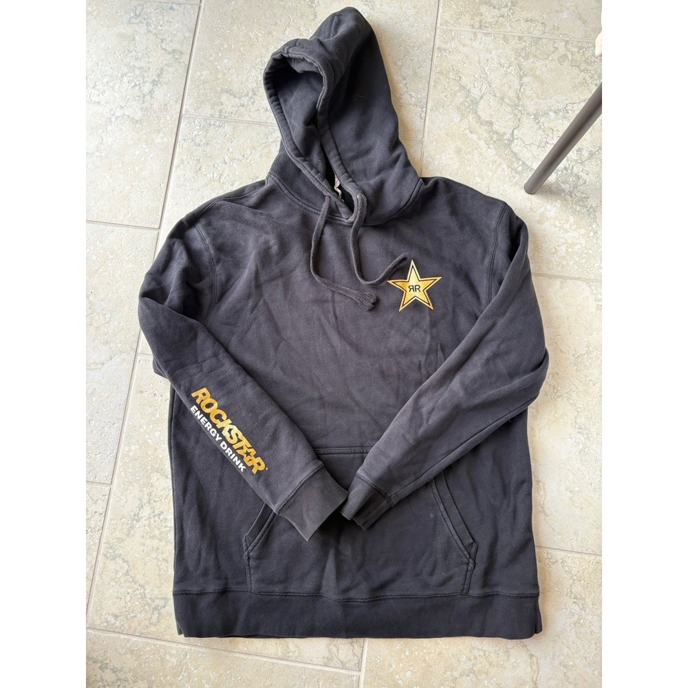 Brand New Rockstar Energy Drink RR Men's Black Pullover Hoodie Sz XL